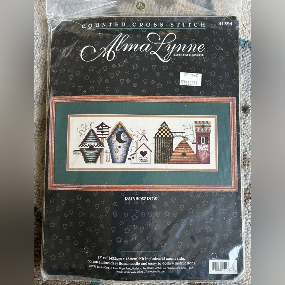 Alma Lynn  - Rainbow Row Counted Cross Stitch Kit Bird House  41394 NIP